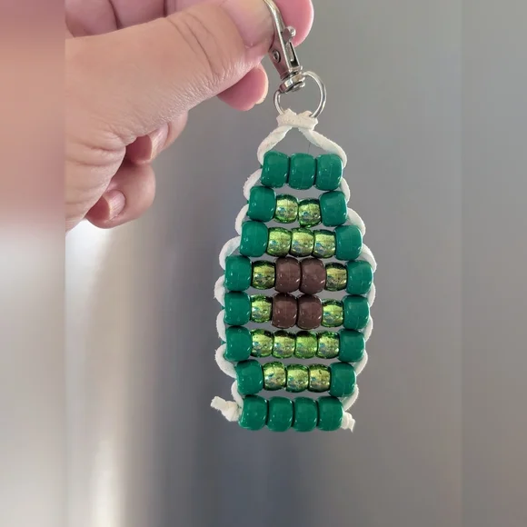 Handcrafted Avocado Beaded Keychain - Picture 1 of 3